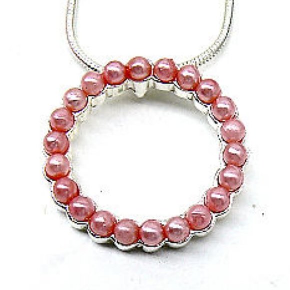 NEW Pink pearl necklace silvertone - Picture 1 of 4